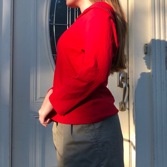 Rafaella PM cowl neck red tee with stud decoration - Picture 2 of 7